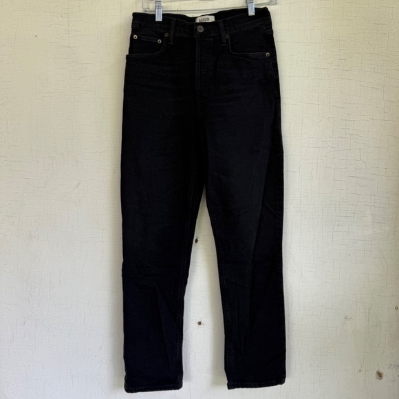 AGOLDE Riley Long Cropped High Rise black Denim 27 - Picture 4 of 9